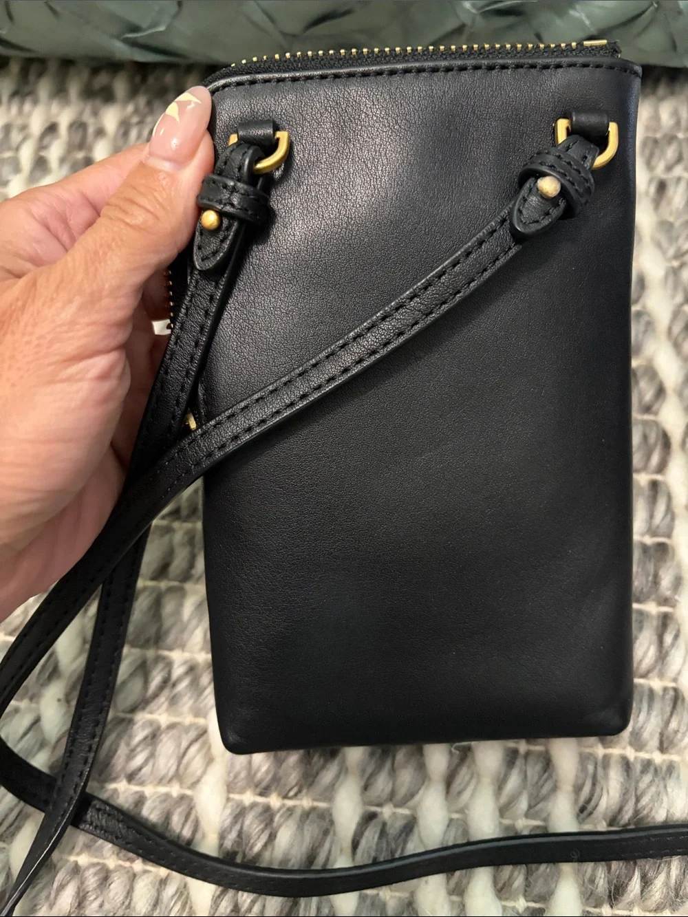 Tory Burch Black Leather Crossbody with Gold Logo Medallion